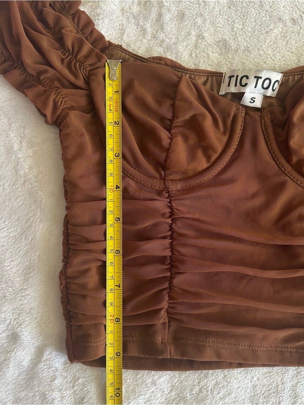 Brown Ruched Coset Top - Picture 5 of 5